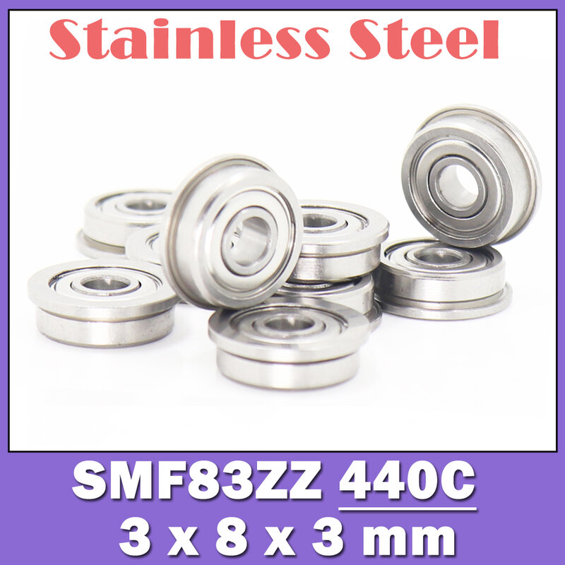 SMF83ZZ شفة تحمل 3*8*3 ملليمتر (10 قطعة) مزدوجة محمية الفولاذ المقاوم للصدأ شفة SMF83 Z ZZ الكرات SMF83Z SMF83-2Z