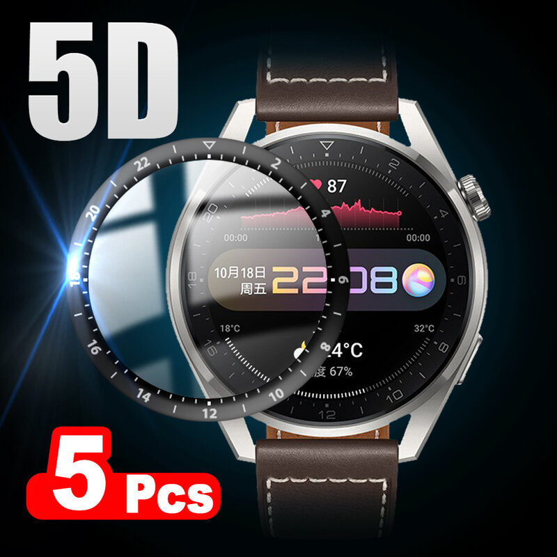5D لينة الألياف الزجاج فيلم واقية لهواوي ساعة 3 برو كامل منحني غطاء حامي الشاشة لهواوي ساعة 3 Smartwatch فيلم