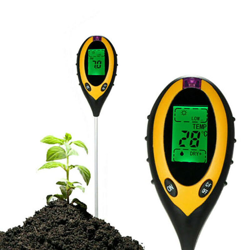 4 في 1 التربة مختبر بي اتش ف قيمة أشعة الشمس درجة الحرارة الرطوبة الحموضة تستر مقياس رطوبة التربة التربة اختبار لزهور النبات