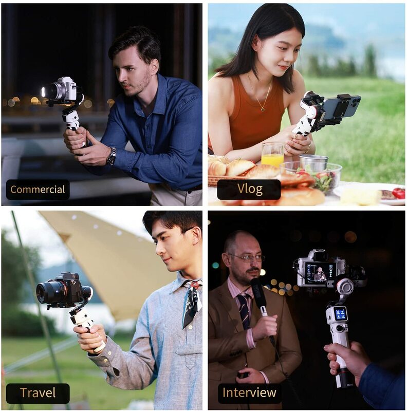 رافعة Zhiyun M3 3 محاور محمولة مثبت انحراف لكاميرات عديمة المرآة Sony A7III A6600 Gopro Hero10/9/8,iPhone 13 12 Pro Max