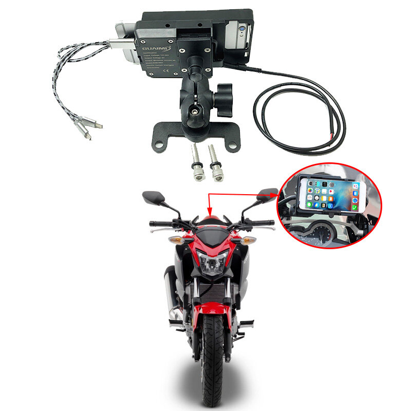 دراجة نارية شاحن يو اس بي المحمول حامل هاتف 4.0-6.3 بوصة GPS والملاحة قوس لهوندا CB300F 2015 2016 2017 2018 2019 2020