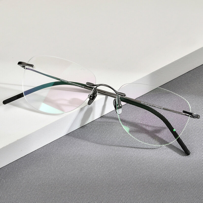 FONEX التيتانيوم النظارات الإطار الرجال 2021 جديد بدون إطار وصفة طبية مربع النظارات النساء فرملس قصر النظر النظارات البصرية 855