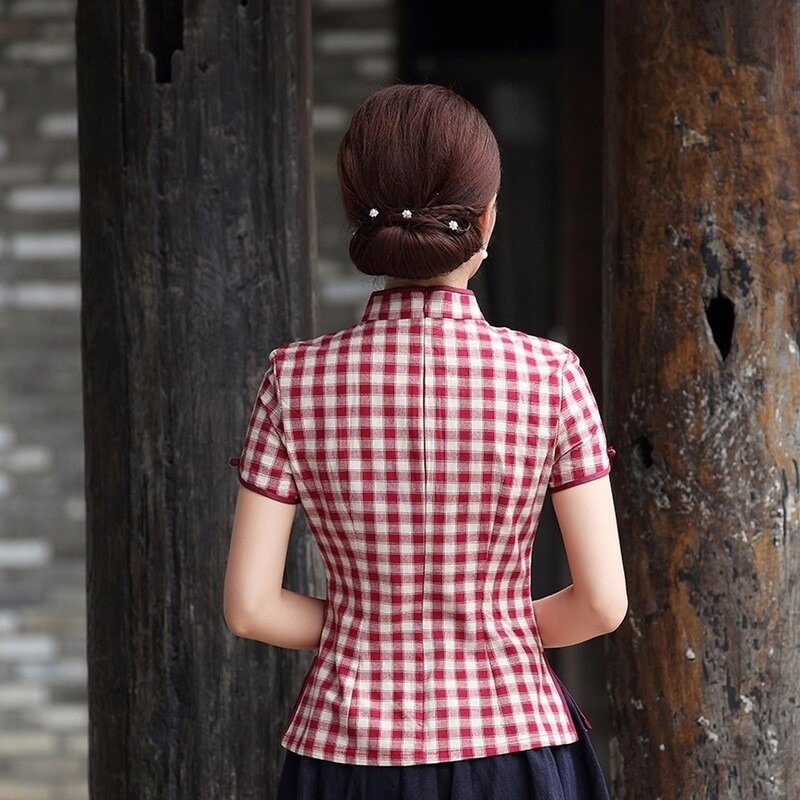 شرقية منقوشة المرأة حجم كبير Tangzhuang شعرية Chinesische Kleidung التقليدية الصينية قمصان الصيني القطن شيونغسام القمم