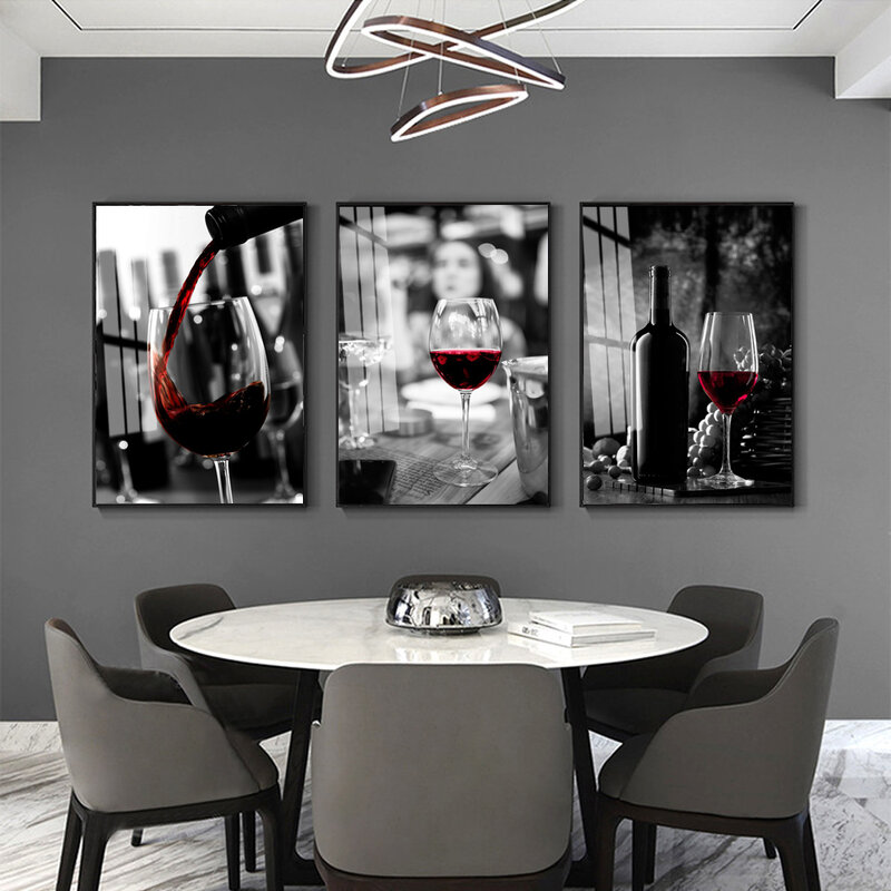 موضة النفط اللوحة كأس نبيذ أحمر الفن قماش اللوحة بار المشارك غرفة المعيشة الممر طلاء جدران ديكور المنزل جدارية