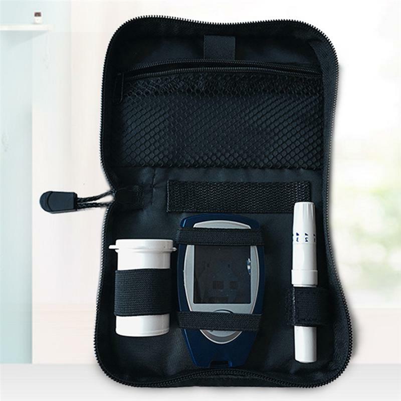 2 قطعة حقيبة التخزين مقياس التأكسج المحمولة جهاز قياس السكر بالدم الحقيبة أكسفورد القماش الطبية جهاز حقيبة للتخزين (أسود)