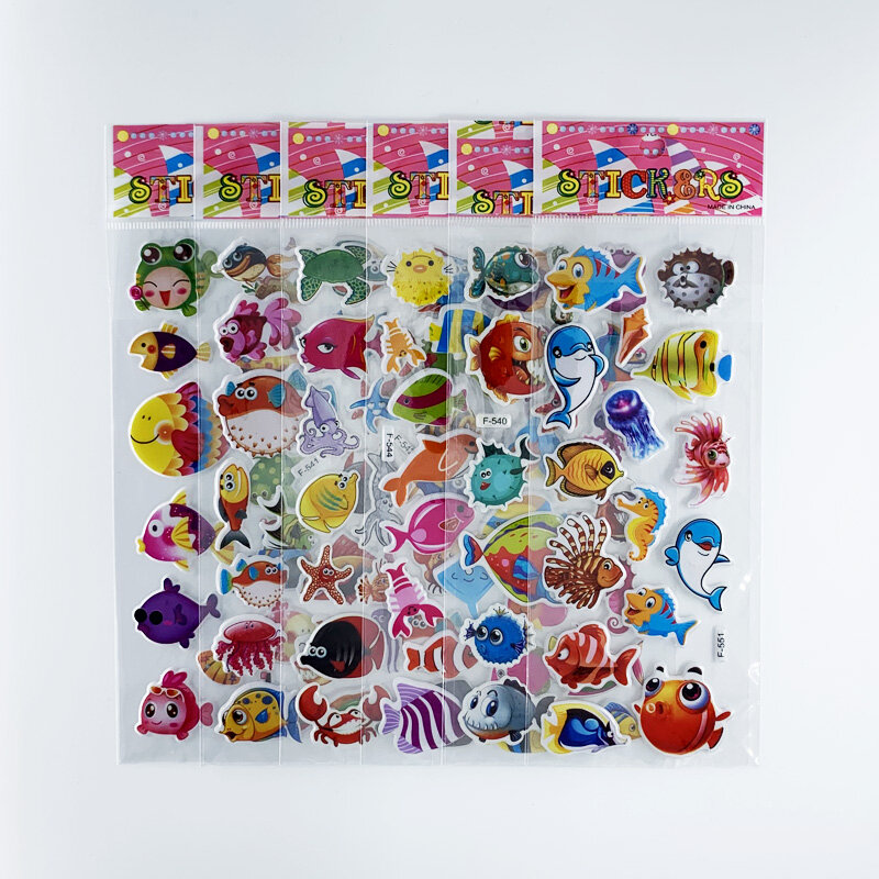 ملصقات كرتونية ثلاثية الأبعاد للأطفال ، مجموعة من 12 ورقة من ملصقات سكرابوكينغ البلاستيكية ، هدية للأولاد والبنات