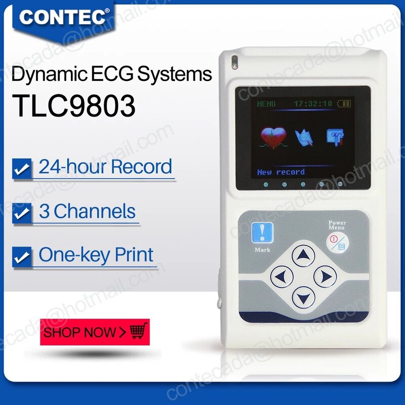 CONTEC TLC9803 3 قنوات قابلة للتسجيل آلة ديناميكية ECG هولتر نظام مراقبة اختبار رصد الرعاية الصحية