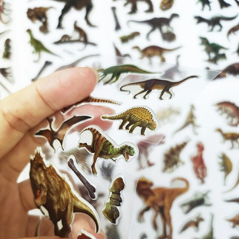 8 أوراق 120 قطعة ثلاثية الأبعاد ملصقات ديناصور لتقوم بها بنفسك مقاوم للماء الكلاسيكية فقاعة ملصقات سجل القصاصات الديكور لعب الأطفال الاطفال الصبي الهدايا