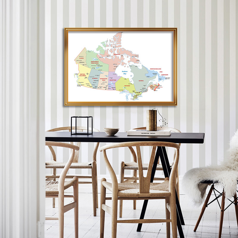 84*59 سنتيمتر باللغة الفرنسية كندا خريطة السياسية خريطة الجدار ملصق فني قماش اللوحة الفصول الدراسية ديكور المنزل اللوازم المدرسية