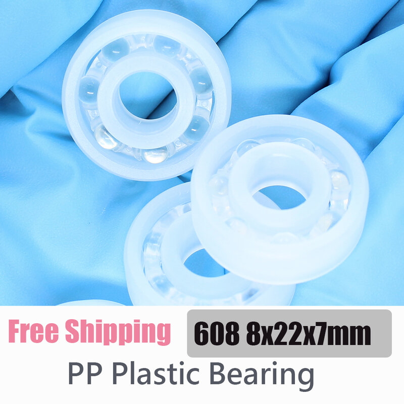 PP 608 تحميل من البلاستيك 8*22*7 مم 2 قطعة مقاومة للتآكل لا الصدأ غير المغناطيسي كرات من الزجاج الكرات البلاستيكية
