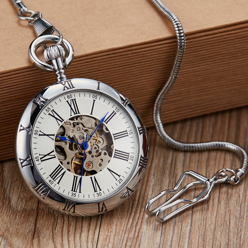 ساعة جيب ميكانيكية للرجال ، ريترو ، دائرية ، ناعمة ، منحوتة رائعة ، نحاسية ، أوتوماتيكية ، هدايا للرجال