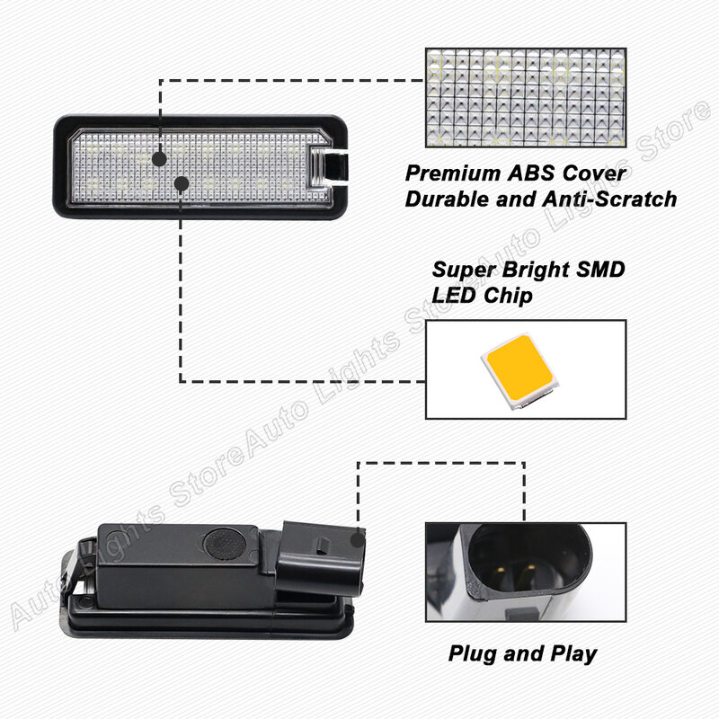 أضواء لوحة ترخيص رقم LED مع Canbus ، VW GTI ، Golf 4 ، 5 ، 6 ، 7 ، MK4 ، MK5 ، MK6 ، MK7 ، Passat B7 ، CC ، EOS ، Scirocco ، Beetle ، 2 نفسجي