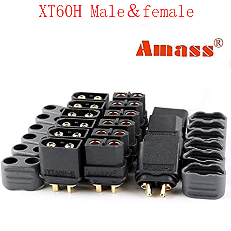 AMASS 5/10Pair XT60H (XT60 ترقية) ذكر أنثى رصاصة النيكل مطلي موصلات الطاقة المقابس مع غمد ل RC أجزاء