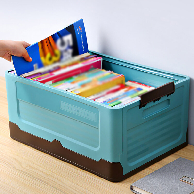 صندوق تخزين قابل للطي الملابس المنظم لعب الكتب البلاستيك أداة صندوق جذع سيارة السفر في الهواء الطلق للطي صناديق التخزين مع غطاء