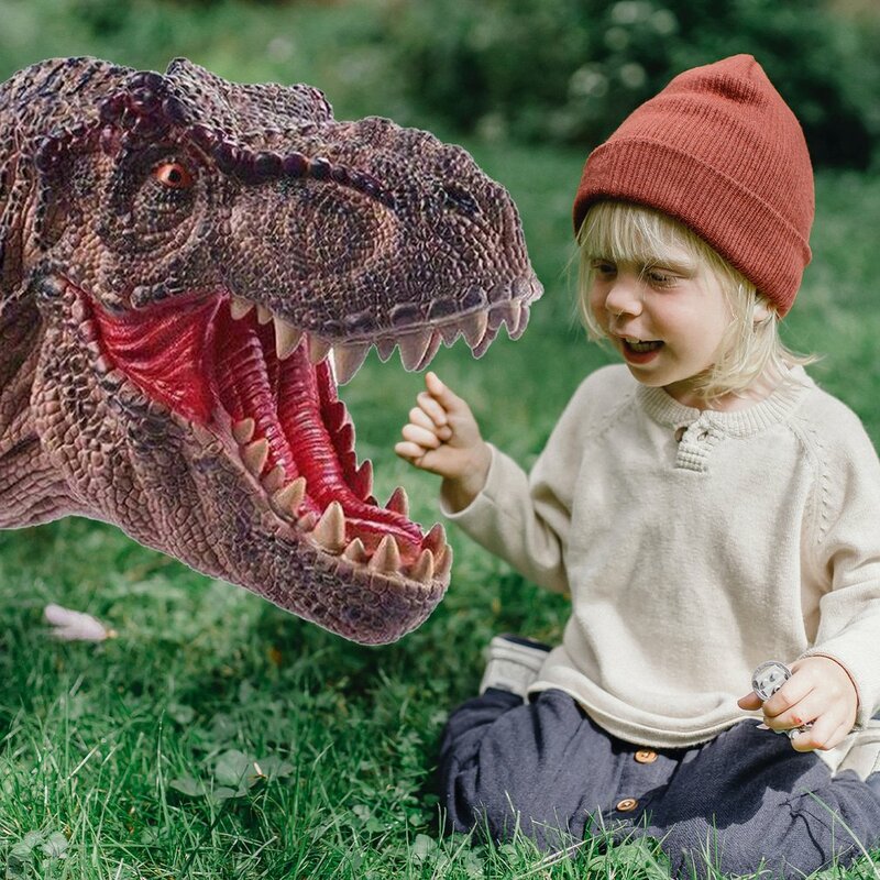 جديد ديناصور دمية اليد لينة المطاط دمى الديناصور الجوراسي رابتور واقعية دمية رأس ديناصور اليد الدمى الشكل اللعب