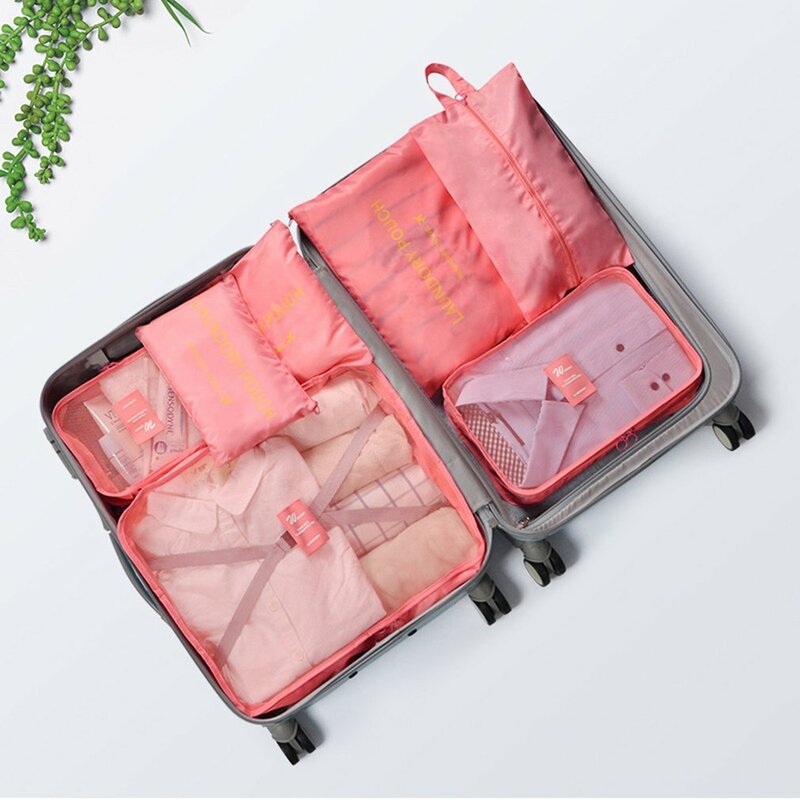 7 قطعة الأمتعة السفر الملابس تصنيف التشطيب حقيبة التخزين مجموعة لحقيبة الملابس فرز تنظيم حقيبة
