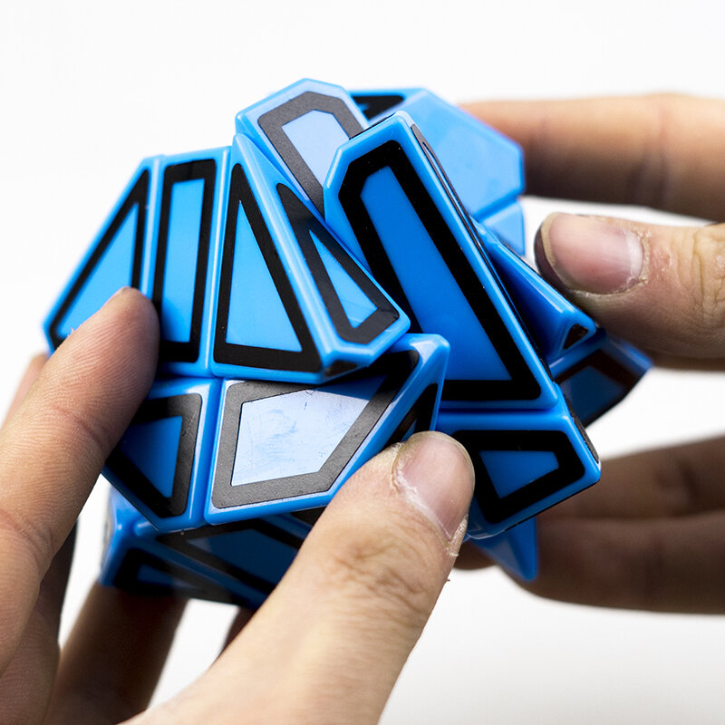 مكعب غيمو شبح فانجكون ، شكل غريب ، لغز المكعب السحري ، ملصق مجوف ، ألعاب تعليمية سريعة ، 3 × 3 ، أزرق