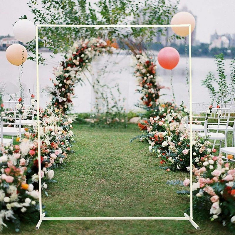 حامل قوس معدني لحفلات الزفاف مع خطوط شبكية ، خلفية منطاد زهور ، رف ديكور ، إطار لحديقة ، 2 × 1.6 متر
