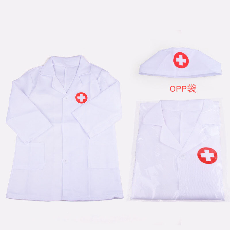 ممرضة موحدة هالوين الاطفال الطبيب زي الأطفال رياض الأطفال الأداء تأثيري معطف المستشفى مع غطاء