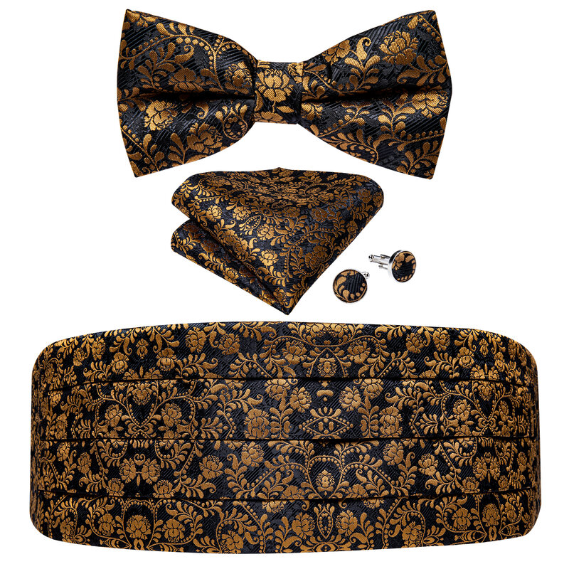 العلامة التجارية الذهب الأسود Cummerbunds للرجال السادة Cummerbund ربطة القوس Tie مجموعة ل سهرة فستان رسمي اكسسوارات لحفل الزفاف