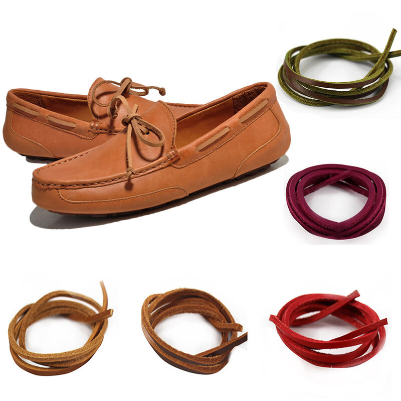 1 زوج مربع جلد طبيعي الحذاء للجنسين خمر التمهيد الأربطة الأحذية الرجال المتسكعون الأحذية رباط الحذاء تقشفيه طول 80 سنتيمتر