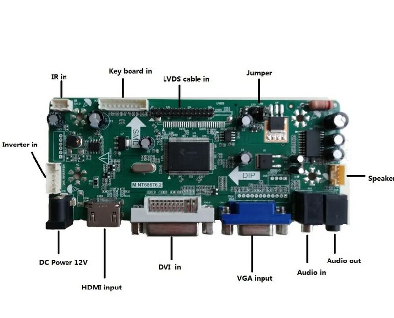 مجموعة شاشة مراقبة للدبوس ، لوحة تشغيل وحدة التحكم 30، شاشة LCD ، NT68676 ، HDMI ، DVI ، VGA ، iaomi ، 1680X945