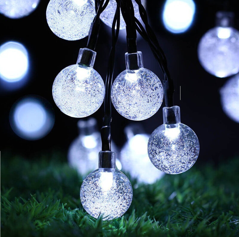 30LED الشمسية سلسلة أضواء الجنية الأبيض كرة فقاعات سلسلة مصابيح للخارجية عيد الميلاد حفلة زفاف عطلة زينة