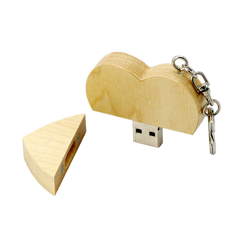 خشبية القلب كيرينغ القلم محرك محرك فلاش USB 32 جيجابايت 16 جيجابايت بندريف U عصا USB 2.0 ذاكرة عصا تخزين تخصيص هدية الزفاف