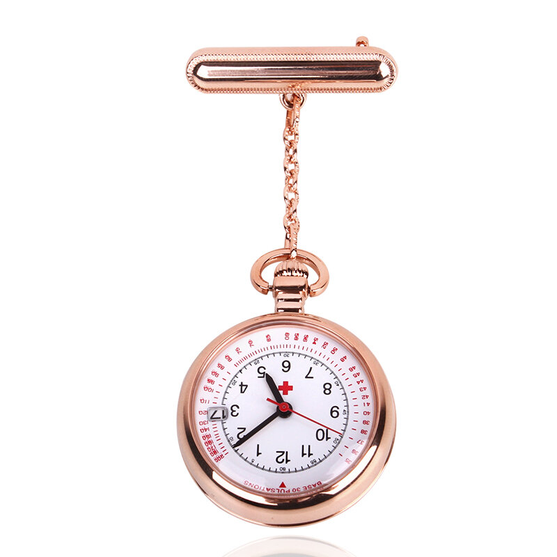 ALK VISION ممرضة ساعة فوب ممرضة ساعة جيب طبيب 2017 العلامة التجارية الأعلى الكوارتز بروش الطبية ساعة المعلقات الوردي الذهب والفضة