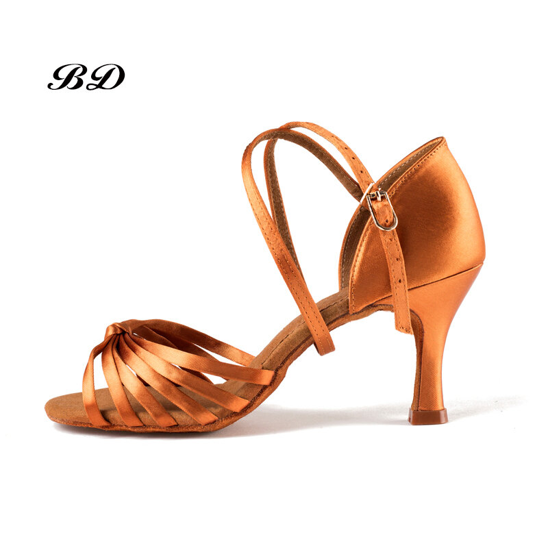 أعلى درجة الرقص أحذية قاعة النساء اللاتينية المستوردة الحرير التعادل أربطة الحذاء مريحة يشعر لينة وحيد الكعوب رقيقة 8.5 سنتيمتر الساخن