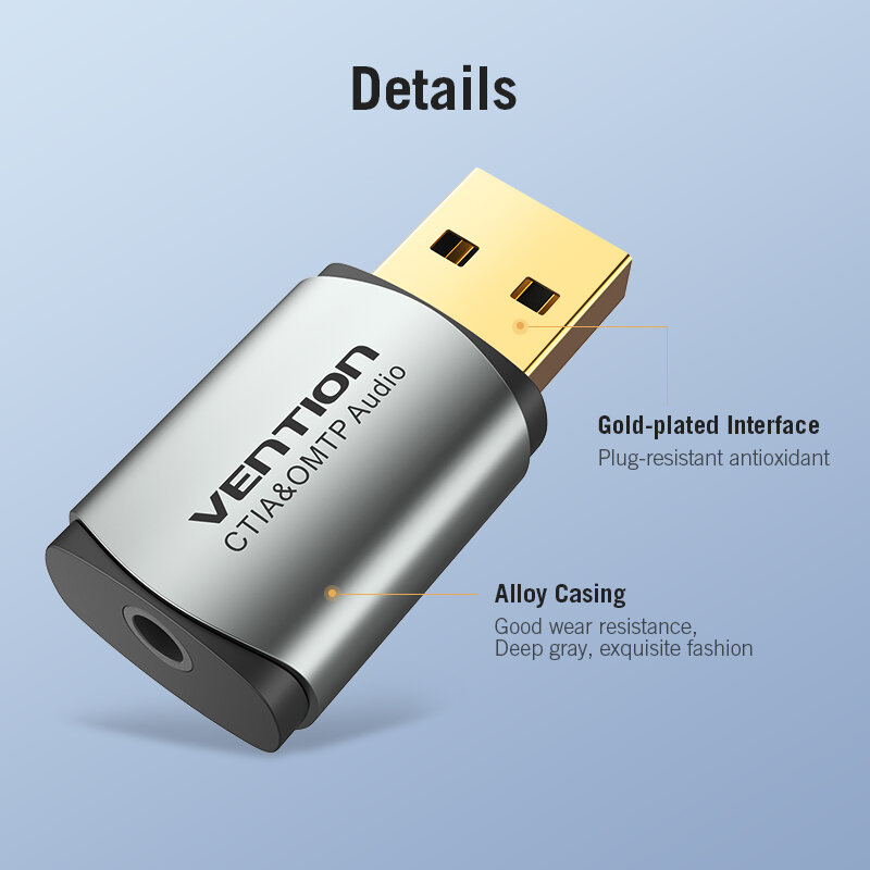 Vention USB الخارجية كارت الصوت 2-في-1 3.5 مللي متر USB محول جهاز التحكم في الصوت ل EarPods سماعة كابل ماوس USB للكمبيوتر كارت الصوت
