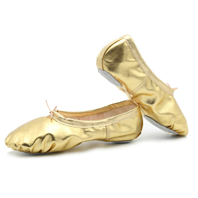 USHINE نمط جديد الذهب الفضة الجسم تشكيل التدريب اليوغا أحذية مفتوحة الصالة الرياضية البطن الباليه الرقص أحذية الأطفال الفتيات امرأة