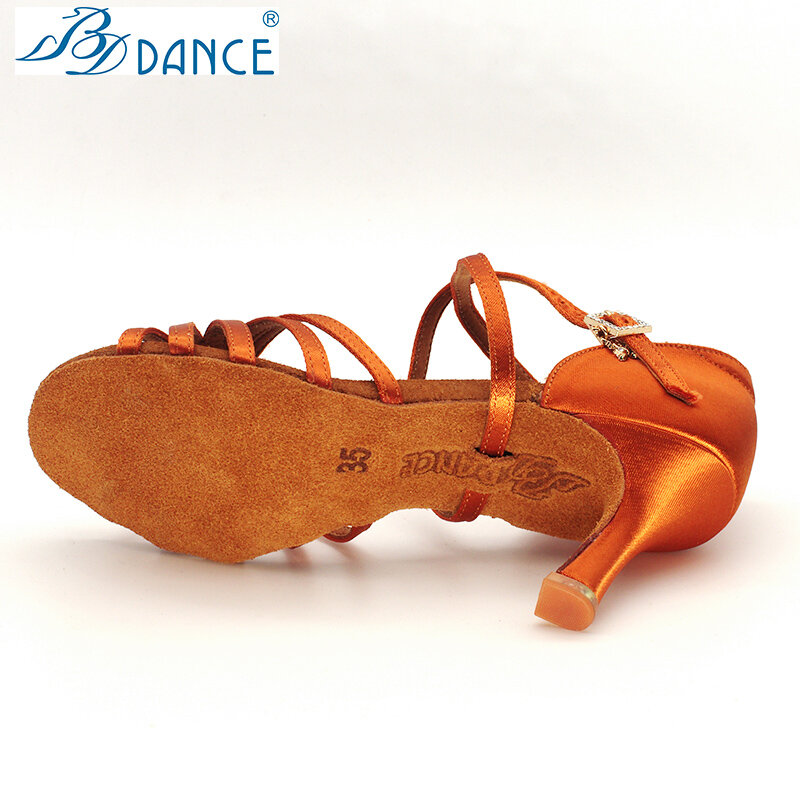 أحذية رقص لاتينية من BD للسيدات أصيلة ناعمة ولينة ومرصعة بمعايير وطنية من BDSALSA موضة 216 ملائمة للحفلات الراقصة وحفلات الرقص