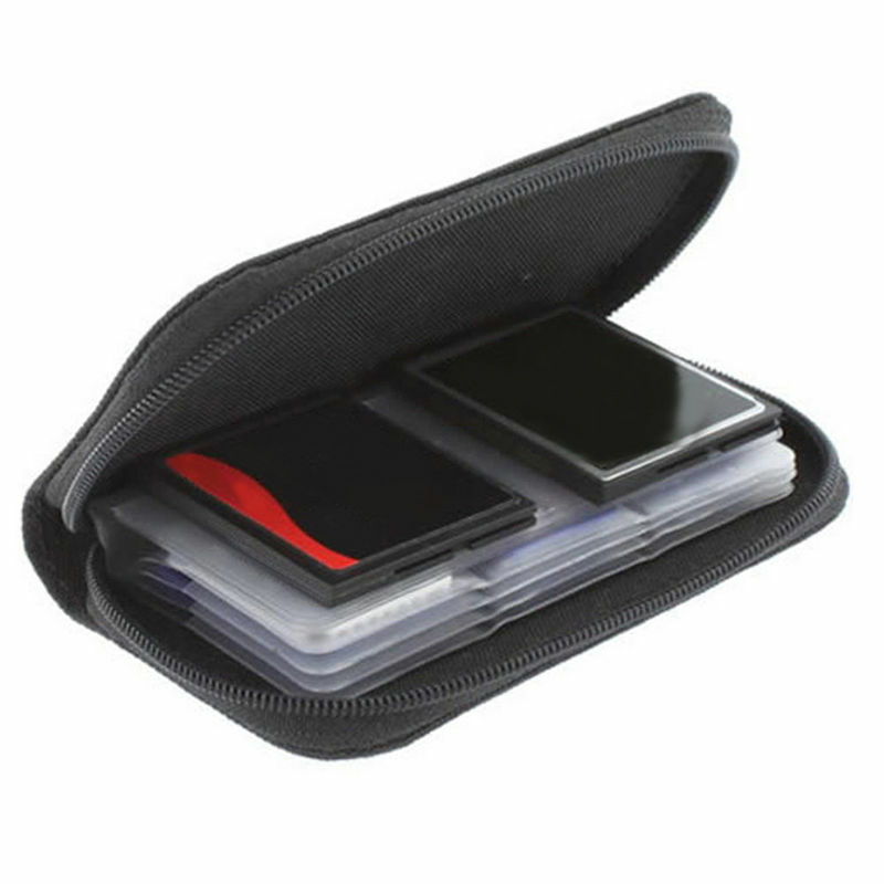 1 قطعة مايكرو SD XD بطاقة حامل حامي محفظة سوداء 22 SDHC MMC CF مايكرو SD تخزين بطاقة الذاكرة تحمل سستة الحقيبة