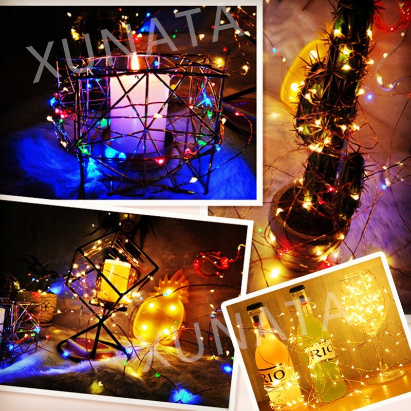 2/4M Led أضواء سلسلة تعمل بالبطارية تعمل مصباح جنية صغير عيد الميلاد ضوء خيط سلك نحاسي ضوء لحفل زفاف عيد الميلاد جارلاند