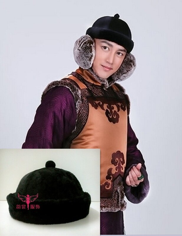 قبعة شتوية من الفرو بتصميم متعدد ، قبعة ضابط لإمبراطوري سلالة تشينغ