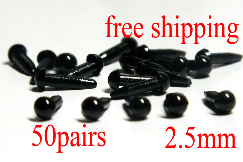 شحن مجاني 100 قطعة (50pairs) البلاستيك الأسود عيون السلامة صنع دمية النتائج-2.5 مللي متر