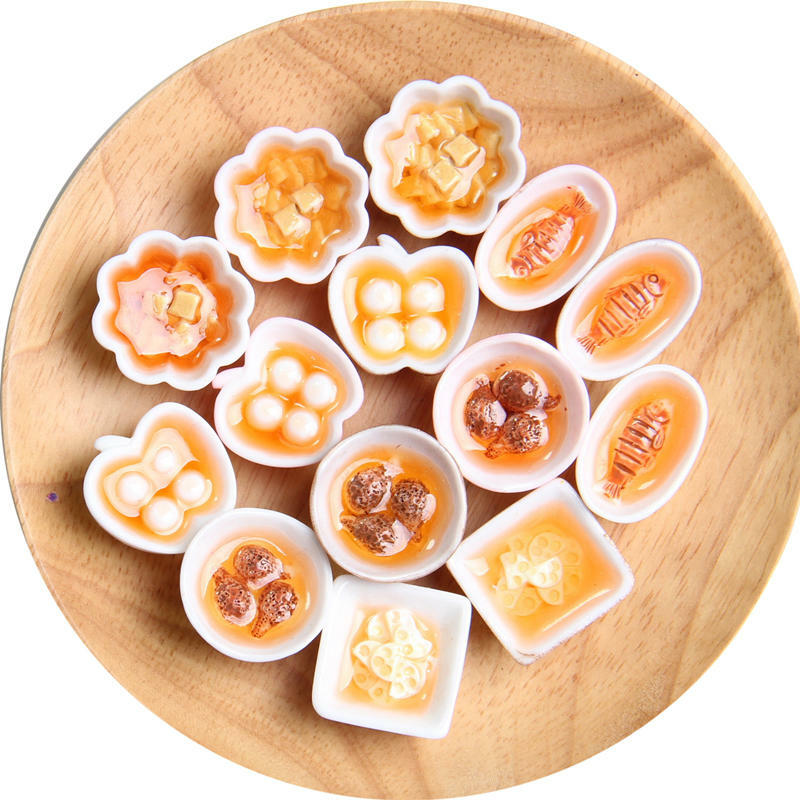 3 قطعة مصغرة دمية الذهبي عاء بوليمر الصينية المطبخ التظاهر الغذاء ل Blyth بيت الدمية لعب للأطفال