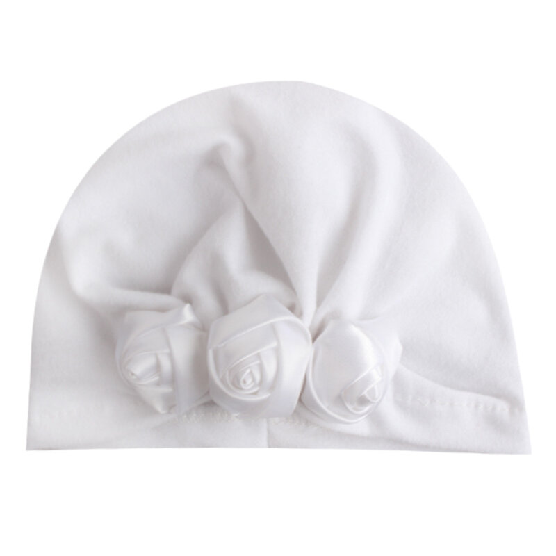 Yunfly-قبعات الأطفال حديثي الولادة ، مزيج القطن بالورود الوردية ، عمامة للبنات ، قبعة قابلة للتمدد ، ملابس للرأس ، إكسسوارات شعر الأطفال