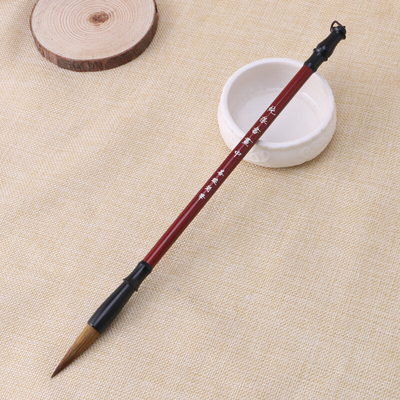 1 قطعة الصينية الخط فرش القلم الذئب الشعر الكتابة فرشاة خشبية مقبض