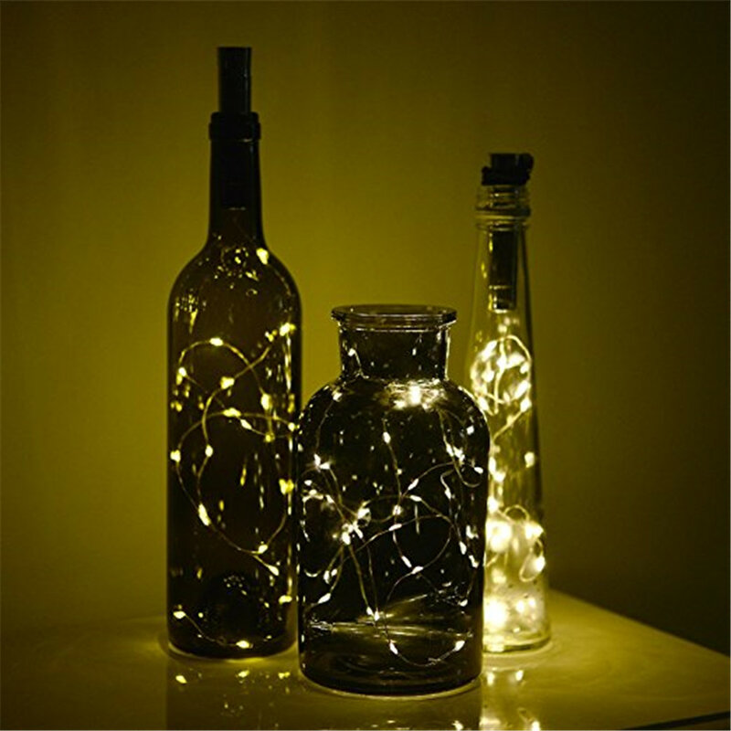 سلسلة مصابيح LED على شكل فلين ، بطارية AA ، دافئة ، زجاجة نبيذ بيسترو ، حفلة عيد الحب ، 8 عبوات