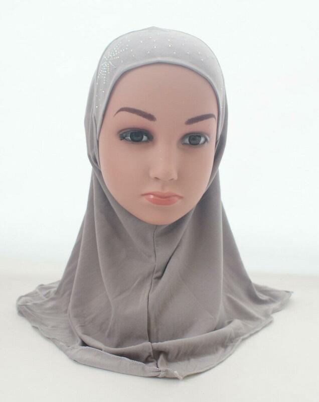 وشاح حجاب عربي إسلامي للأطفال ، وشاح رأس إسلامي للمدرسة ، عمامة للبنات ، أغطية رأس بحجر الراين ، غطاء رأس ، شال ملفوف ، من 2 إلى 6 سنوات