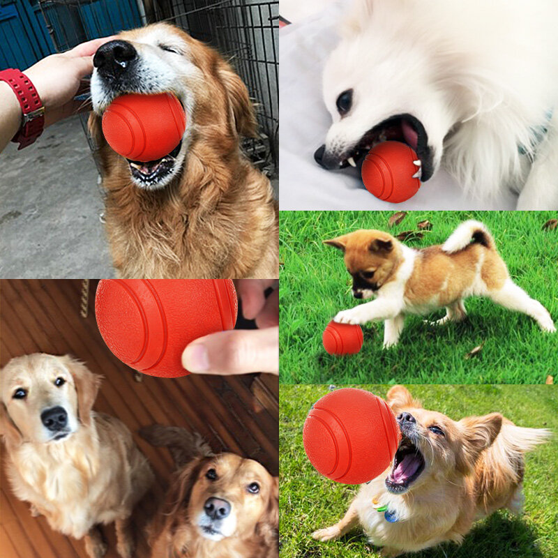 هوبيت دمية على شكل كلب المطاط الكرة لدغة مقاومة الكرة لعبة للكلاب جرو تيدي بيتبول اللون الأحمر الصلبة الكرة S-XL مستلزمات الحيوانات الأليفة