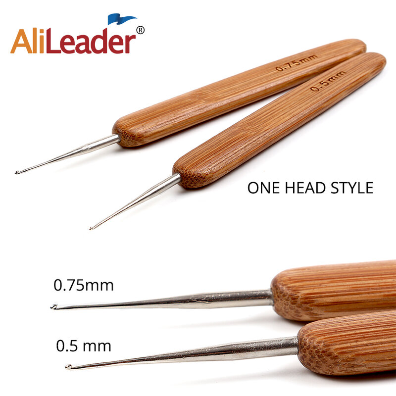 Alileader 0.75 مللي متر مزدوجة رئيس Dreadlock الخشب مقبض الكروشيه إبرة هوك ل المجدل الضفائر الشعر صنع إبرة أدوات ل الفزع
