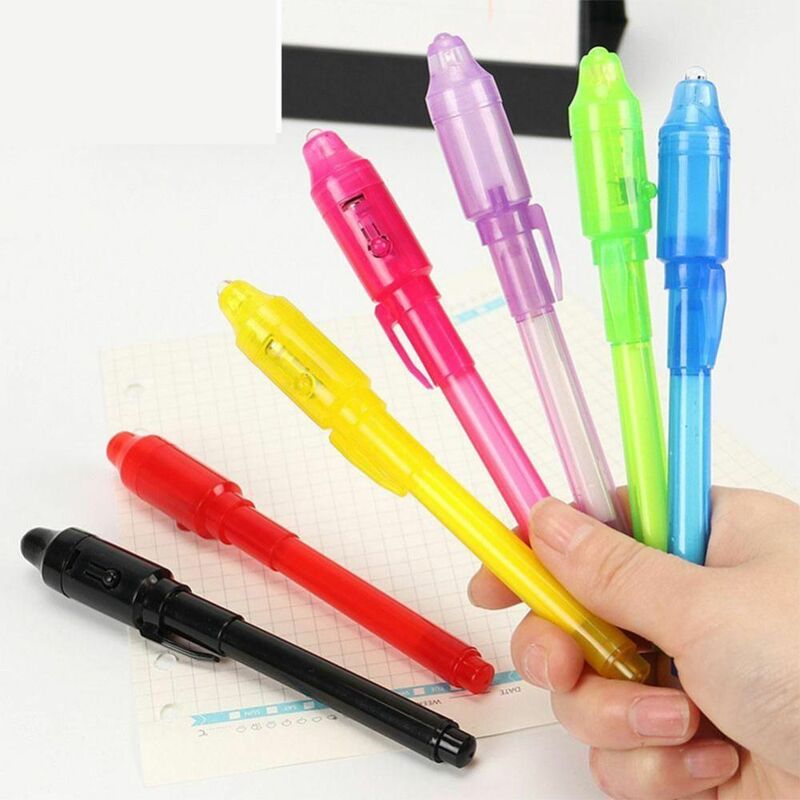 الإبداعية ماجيك الأشعة فوق البنفسجية ضوء القلم قلم حبر غير مرئية توهج في الظلام القلم مع المدمج في ضوء الأشعة فوق البنفسجية وشملت البطاريات