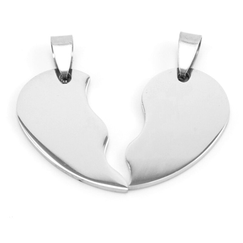 زوجين سبليت القلب الفولاذ المقاوم للصدأ عاشق 2 في 1 قلادة DIY بها بنفسك صنع المجوهرات السحر معرف العلامات