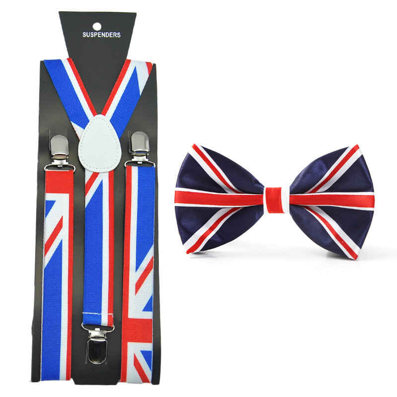 النساء الرجال الحمالة ل بنطلون السراويل حامل ربطة مجموعة Y-شكل العلم البريطاني هدفين جالوس مكتب عادية ربطة مجموعة هدية Cravat