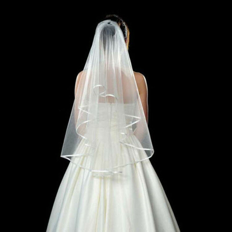 جديد في المخزون طول الكوع الحجاب الزفاف الأبيض العاجي طبقتين تول الحرة مشط مخصص الحجاب الزفاف