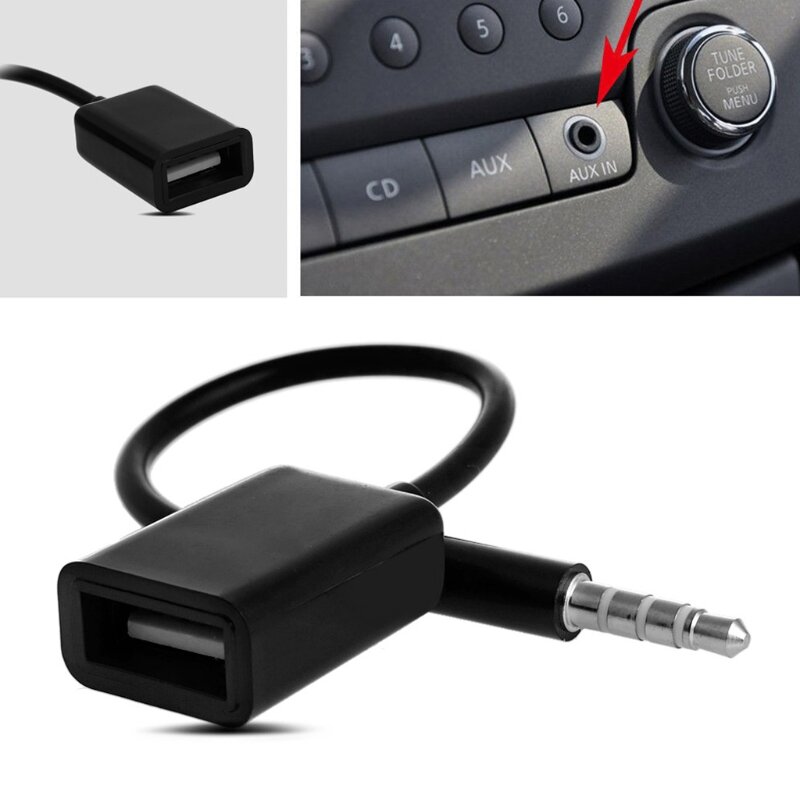 3.5 مللي متر ذكر AUX وصلات صوت جاك إلى USB 2.0 أنثى محول كابل الحبل Fr سيارة MP3