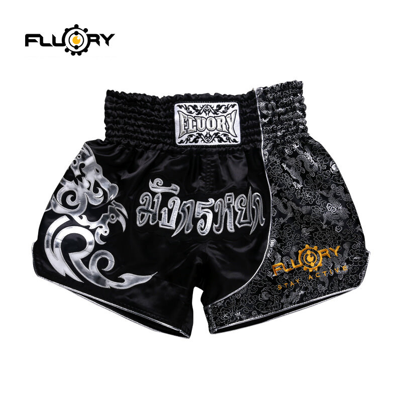 Fluory الطباعة المعركة السراويل الملاكمة السراويل التطريز بقع الملاكمة التايلاندية السراويل